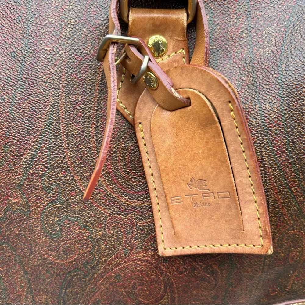 Vintage (1993) Etro Weekender Boston Travel Bag EUC Classic Paisley Key Inc.